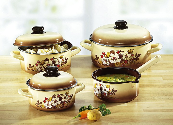 Topf Set 7 Teilig Aus Stahl Emaille Töpfe Pfannen Bader Töpfe Pfannen Topf Set 7 Teilig Aus Stahl Emaille