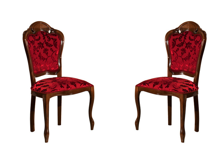 - Esszimmer-Stühle im 2er-Set, in Farbe NUSSBAUM-BORDEAUX, in Ausführung 2er-Set Stühle, NUSSBAUM (Bezug in BORDEAUX)