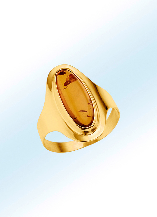 Ringe - Damenring mit echtem Naturbernstein, in Größe 160 bis 210, in Farbe