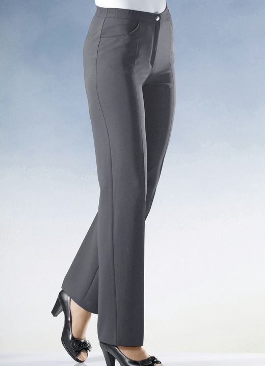 Hosen mit Knopf- und Reißverschluss - Hose mit komfortablem Dehnbund, in Größe 019 bis 058, in Farbe DUNKELGRAU Ansicht 1