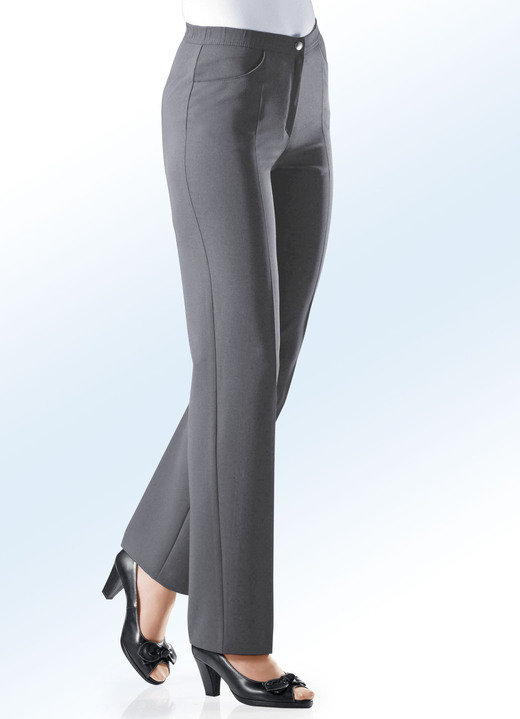 Hosen mit Knopf- und Reißverschluss - Hose mit komfortablem Dehnbund, in Größe 019 bis 058, in Farbe MITTELGRAU Ansicht 1