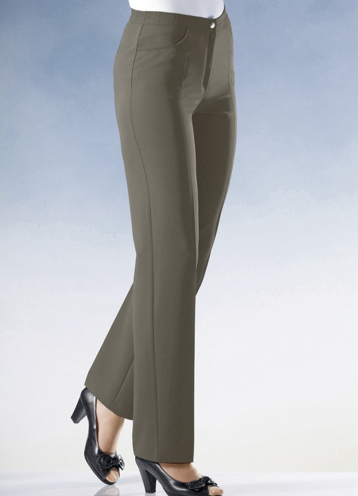 Hosen mit Knopf- und Reißverschluss - Hose mit komfortablem Dehnbund, in Größe 019 bis 058, in Farbe TAUPE Ansicht 1