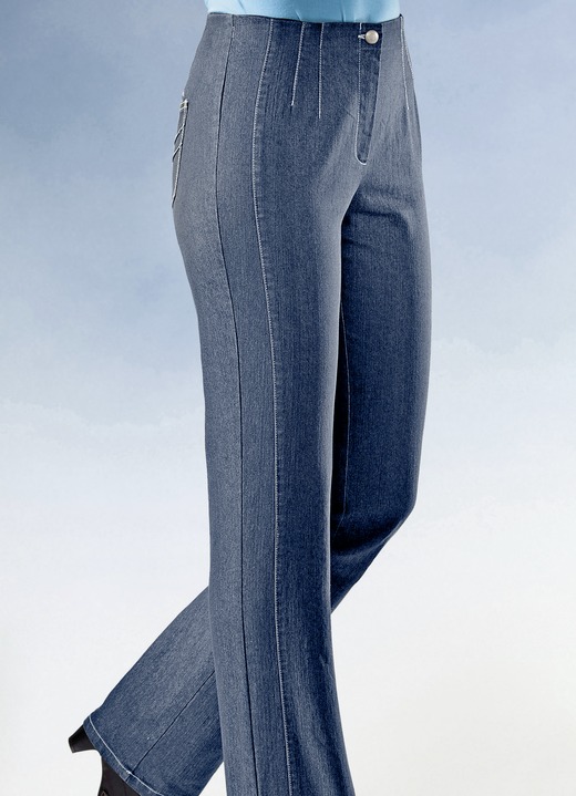 Jeans - Jeans mit angeschnittenem Bund, in Größe 019 bis 096, in Farbe HELLBLAU Ansicht 1