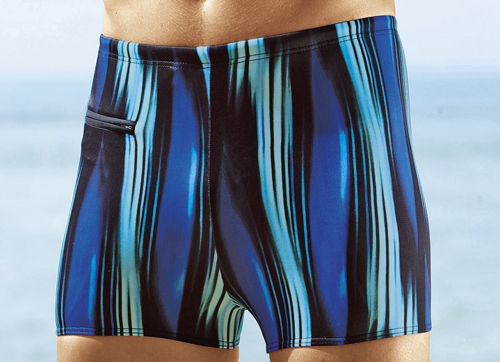 Schwab - Schwab Badehose in höherer Kastenform mit Reißverschlusstasche, in Größe 005 bis 013, in Farbe ROYALBLAU-SCHWARZ