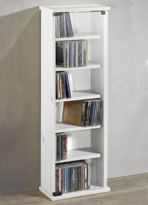 Klassische Möbel - Vitrine mit ESG-Sicherheitsglas für 150 CDs, in Farbe WEISS Ansicht 1