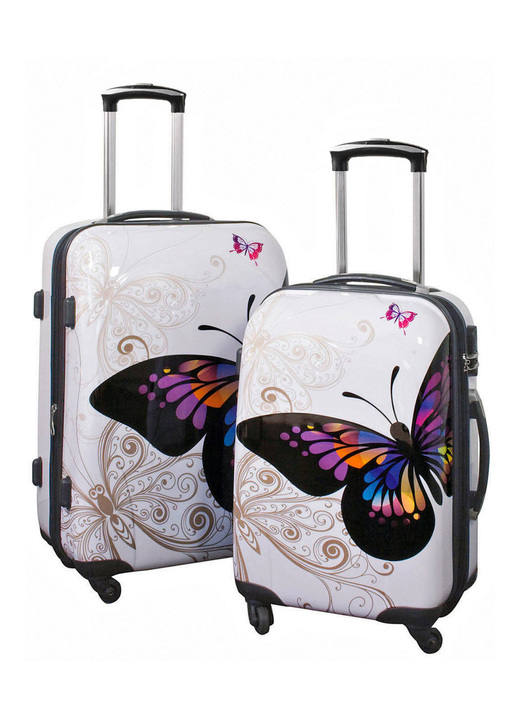 Reisegepäck - Koffer-Set, 2-teilig, mit integriertem Zahlenschloss, in Farbe WEISS-BUNT