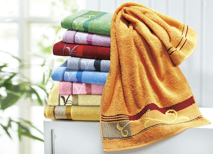 Handtücher - Handtücher mit edel bestickter Bordüre von Dyckhoff, in Größe 200 (1 Handtuch, 50/100 cm) bis 204 (1 Duschtuch, 70/140 cm), in Farbe BLAU
