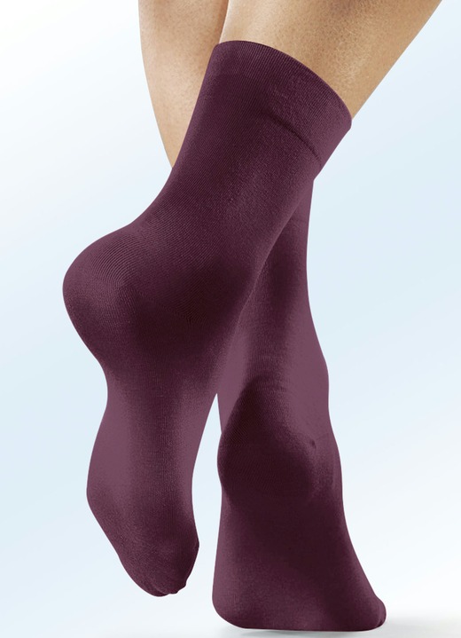 Strümpfe & Strumpfhosen - Rogo 4 Paar Socken mit extra weitem Schaft, in Größe 1 (Schuhgr. 35-38) bis 2 (Schuhgr. 39-42), in Farbe 2X BORDEAUX, 2X MARINE Ansicht 1