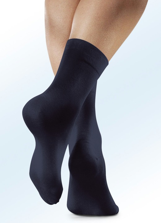 Strümpfe & Strumpfhosen - Rogo 4 Paar Socken mit extra weitem Schaft, in Größe 1 (Schuhgr. 35-38) bis 2 (Schuhgr. 39-42), in Farbe 2X MARINE, 2X WEISS Ansicht 1