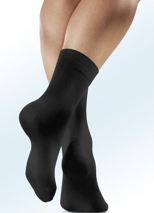 Strümpfe & Strumpfhosen - Rogo 4 Paar Socken mit extra weitem Schaft, in Größe 1 (Schuhgr. 35-38) bis 2 (Schuhgr. 39-42), in Farbe 4X SCHWARZ Ansicht 1