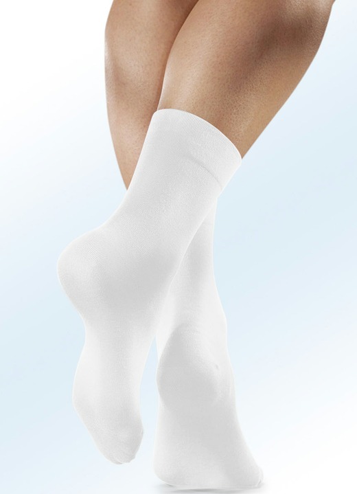 Strümpfe & Strumpfhosen - Rogo 4 Paar Socken mit extra weitem Schaft, in Größe 1 (Schuhgr. 35-38) bis 2 (Schuhgr. 39-42), in Farbe 4X WEISS Ansicht 1