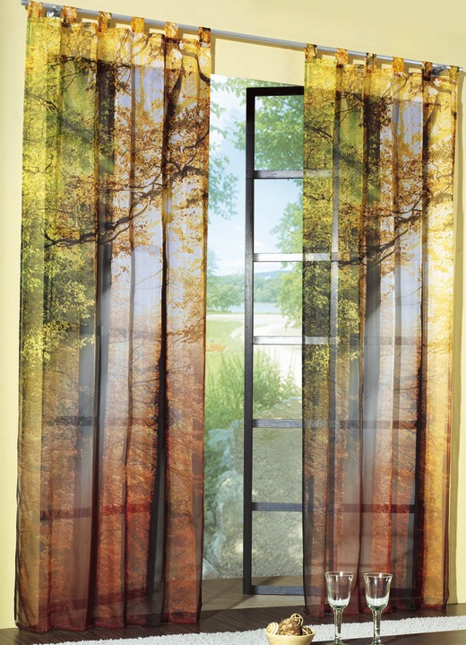 Modern - Übergardine mit Digitaldruck Herbst-Motiv, in Größe 365 (H145xB120 cm) bis 572 (H245xB120 cm), in Farbe , in Ausführung mit Schlaufen