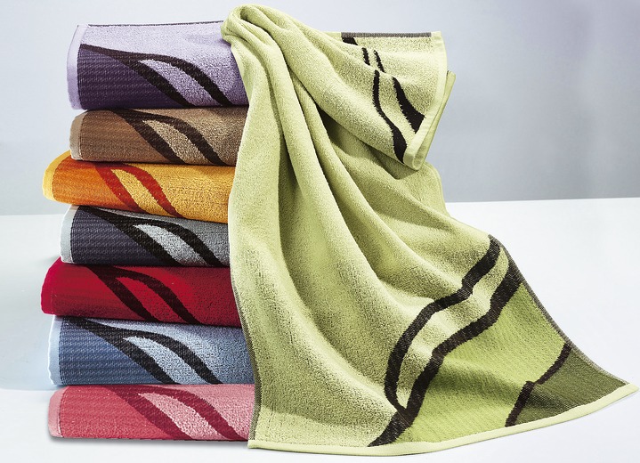 Handtücher - Frottier-Serie mit ansprechendem, diagonalem Wellen-Dessin, in Größe 200 (1 Handtuch, 50/100 cm) bis 208 (Sparset, 5-teilig), in Farbe BRAUN
