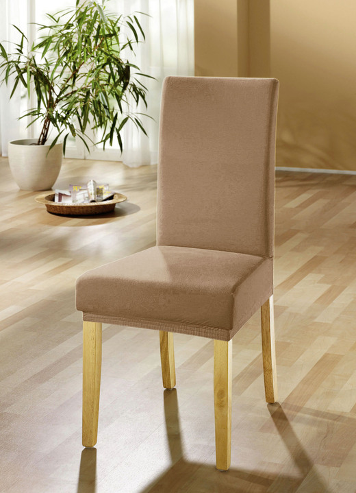 Sessel- & Sofaüberwürfe - Stuhlbezüge für alle gängigen Stuhlformen, in Größe 106 (Stuhlbezug) bis 112 (Stuhlbezug, 2er-Set), in Farbe CAMEL Ansicht 1