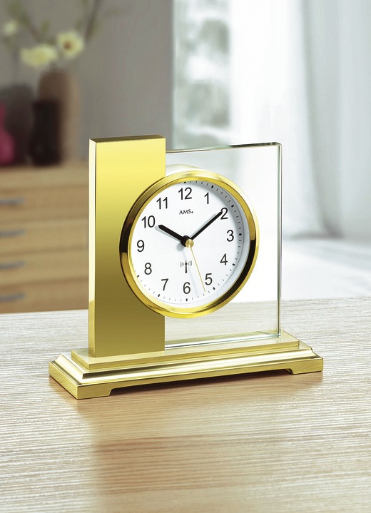 Uhren - Tischuhr mit gebürstetem Metallgehäuse, in Farbe GOLD Ansicht 1