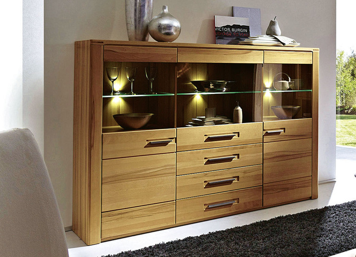 Kommoden - Highboard, 3-türig, in Farbe KERNBUCHE
