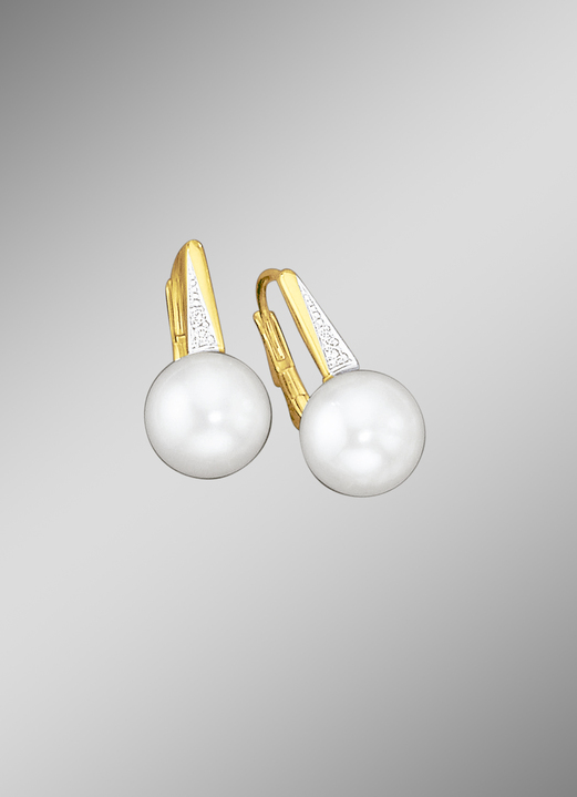 Ohrschmuck - Ohrringe mit Brillanten und Süßwasser-Zuchtperlen, in Farbe  Ansicht 1