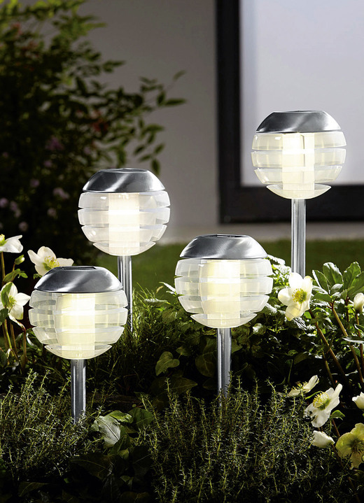 Gartenbeleuchtung - Solarleuchte mit Softone-LED, 4er-Set, in Farbe EDELSTAHL Ansicht 1