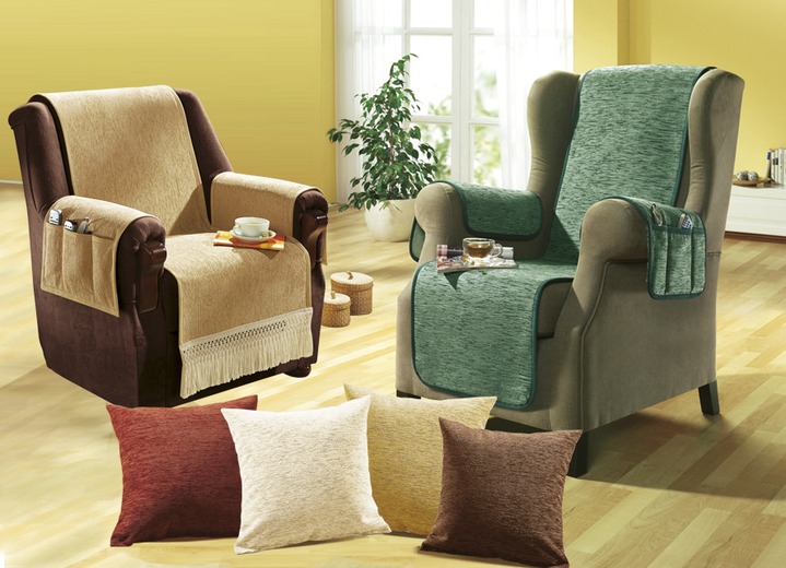 - Wohnaccessoires in verschiedenen Farben und Ausführungen, in Größe 101 (Sesselschoner, 50x150 cm) mit Bandeinfassung bis 905 (2er-Set Kissenbezüge, 40x40 cm), in Farbe NATUR