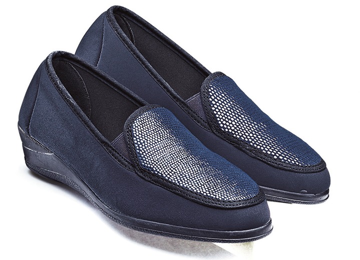 Slipper & Schnürschuhe - Bequem- Mokassin in eleganter Krokooptik, in Größe 036 bis 042, in Farbe MARINE Ansicht 1