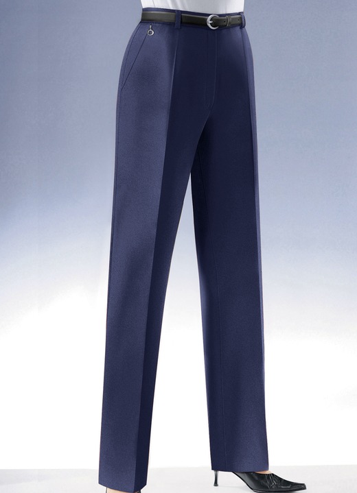 Hosen mit Knopf- und Reißverschluss - Hose in 7 Farben, in Größe 018 bis 245, in Farbe INDIGOBLAU Ansicht 1