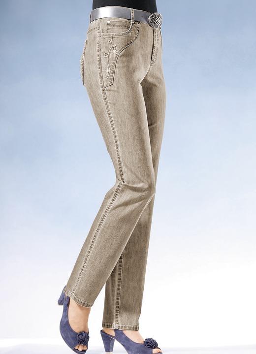 Jeans - Jeans mit weiterem Bundumfang, in Größe 018 bis 092, in Farbe SAND Ansicht 1