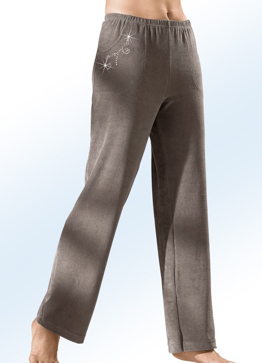 Hosen - Hose mit hübscher Schmucksteinzier , in Größe 018 bis 056, in Farbe TAUPE Ansicht 1