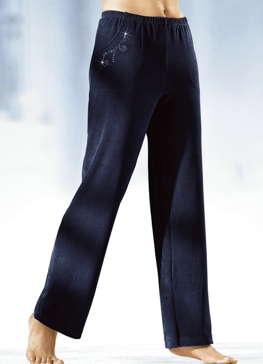 Hosen - Hose mit hübscher Schmucksteinzier, in Größe 018 bis 056, in Farbe MARINE Ansicht 1