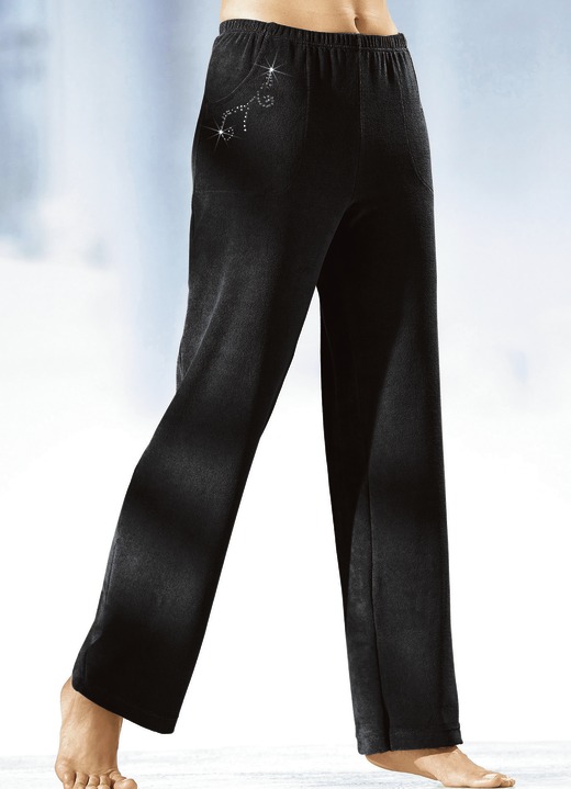 Hosen - Hose mit hübscher Schmucksteinzier, in Größe 018 bis 056, in Farbe SCHWARZ Ansicht 1