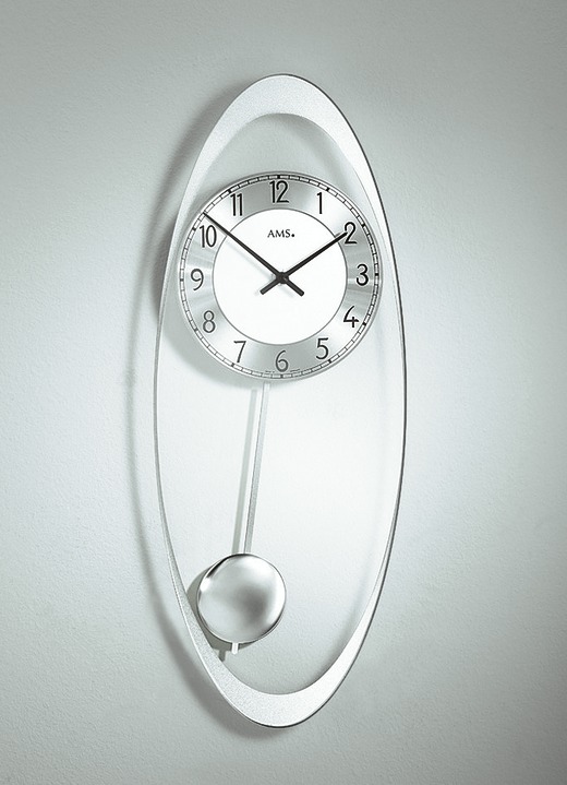 Uhren - Wanduhr aus hochwertigem Mineralglas, in Farbe SILBER