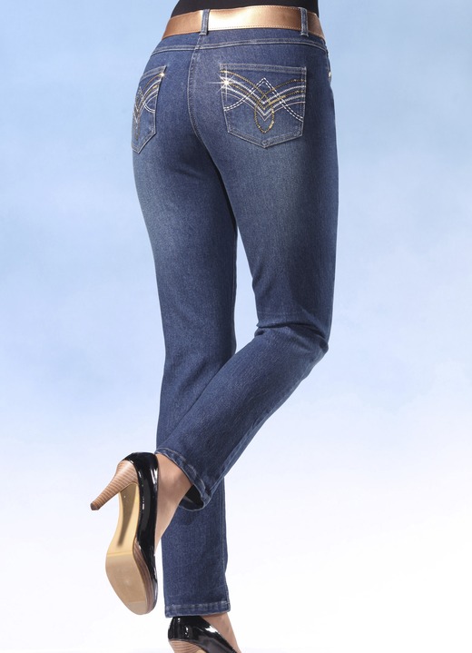 Hosen - Jeans mit schönen Stickereien, in Größe 020 bis 092, in Farbe HELLBLAU Ansicht 1