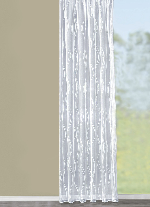 Modern - Store Welle mit Bleibandabschluss, in Größe 136 (H100xB300 cm) bis 283 (H245xB300 cm), in Farbe WEISS Ansicht 1