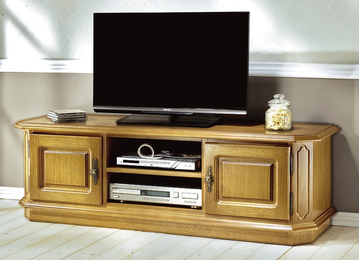 TV- & Hifi-Möbel - Teilmassives TV-Longboard mit Metallgriffen, in Farbe EICHE