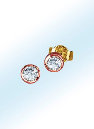 Hochglänzende Ohrstecker in Roségold mit Brillanten