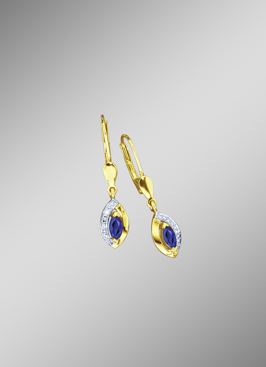 Ohrschmuck - Ohrringe mit echt Safir und Brillanten, in Farbe  Ansicht 1