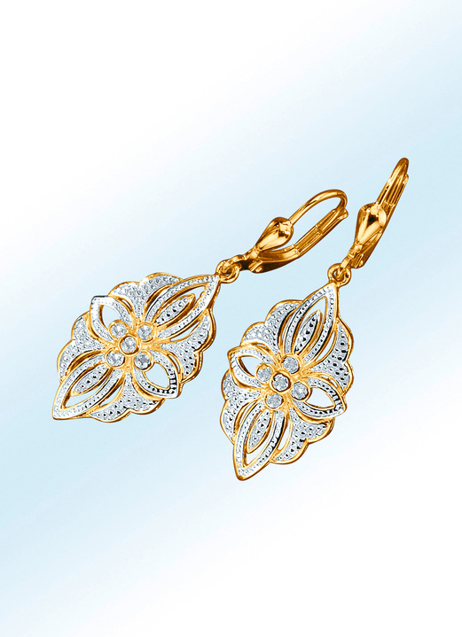 Ohrschmuck - Ohrringe mit Diamanten im Blumendesign, in Farbe