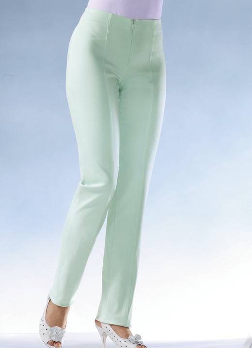 Hosen mit Knopf- und Reißverschluss - Soft-Stretch-Hose in 11 Farben, in Größe 018 bis 235, in Farbe MINT Ansicht 1