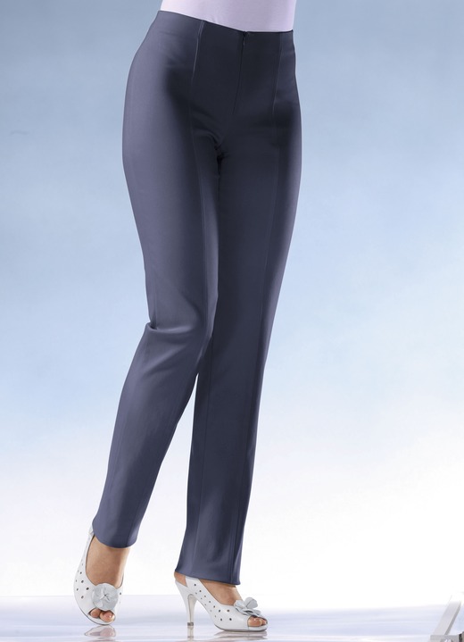 Hosen mit Knopf- und Reißverschluss - Soft-Stretch-Hose in 11 Farben, in Größe 018 bis 235, in Farbe MARINE Ansicht 1