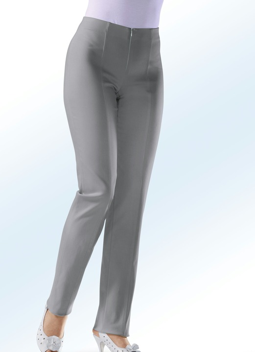 Hosen mit Knopf- und Reißverschluss - Soft-Stretch-Hose in 11 Farben, in Größe 018 bis 235, in Farbe MITTELGRAU Ansicht 1