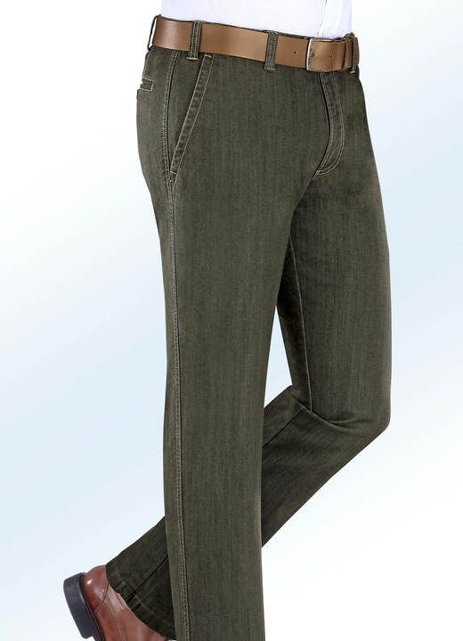 Jeans - Thermojeans mit Dehnbund in 5 Farben, in Größe 024 bis 064, in Farbe OLIV Ansicht 1
