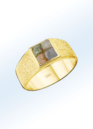 Edler Partnerring mit 4 Roh-Diamanten