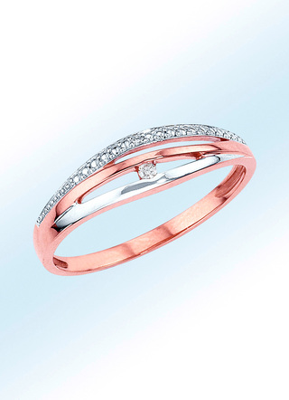 Eleganter Damenring in Bicolor mit Brillanten
