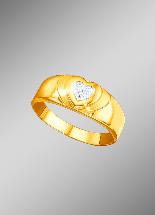 Ringe - Herz-Damenring mit Diamant, in Größe 160 bis 220, in Farbe