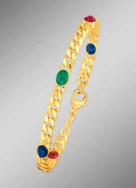 Armbänder - Armband mit echt Smaragd, echt Safir und echt Rubin, in Farbe