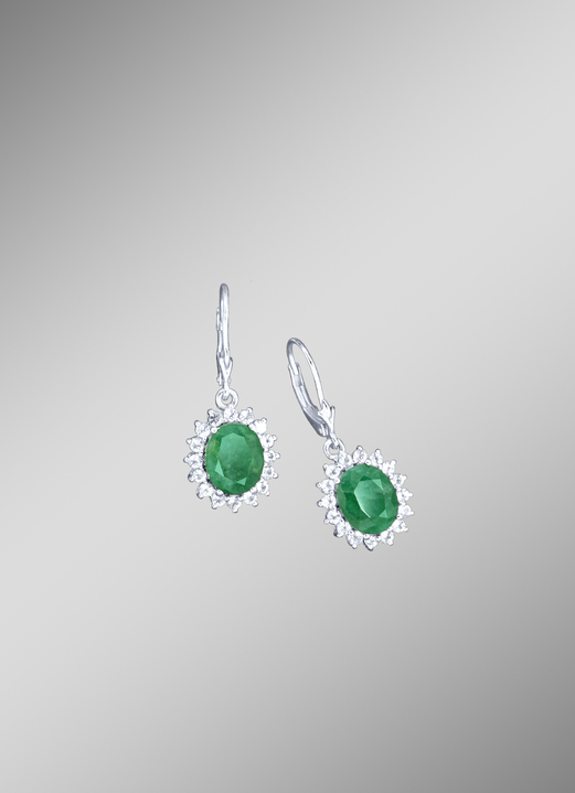 Ohrschmuck - Ohrringe mit Smaragd und Weißtopas, in Farbe