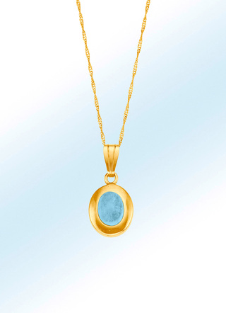 Anhänger mit echtem Aquamarin-Cabochon