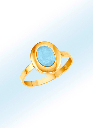 Schlichter Damenring mit echt Aquamarin