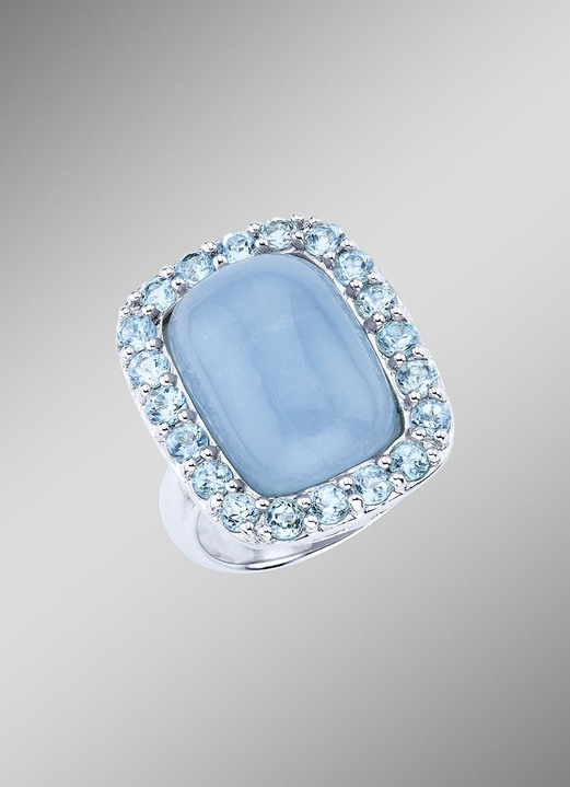 Ringe - Handgearbeiteter Damenring mit Aquamarin und Blautopasen, in Größe 160 bis 220, in Farbe  Ansicht 1