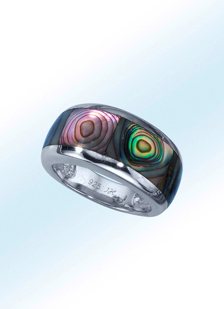 Modischer Damenring mit Abalone-Perlmutt