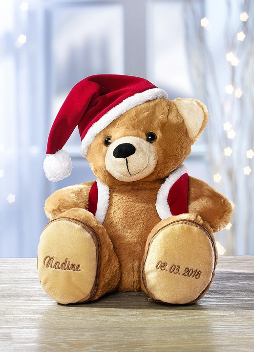 Weihnachtliche Geschenkideen - Weihnachtsteddybär individuell bestickbar, in Farbe BRAUN